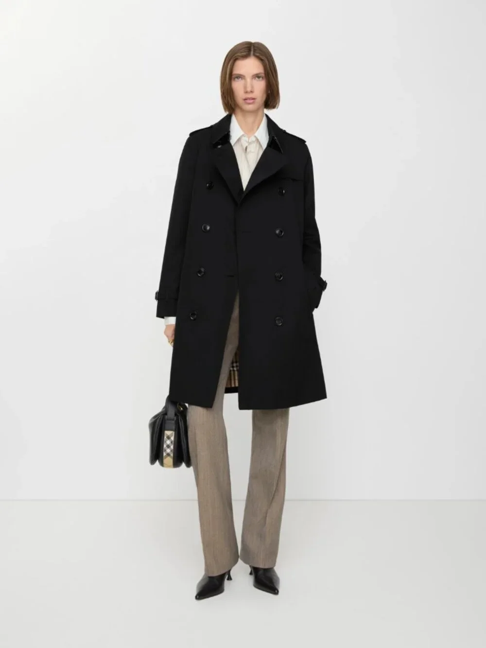 Burberry Mid-length Kensington Heritage Trench Coat - Black - US 4 UK 6 - Picture 9 of 10